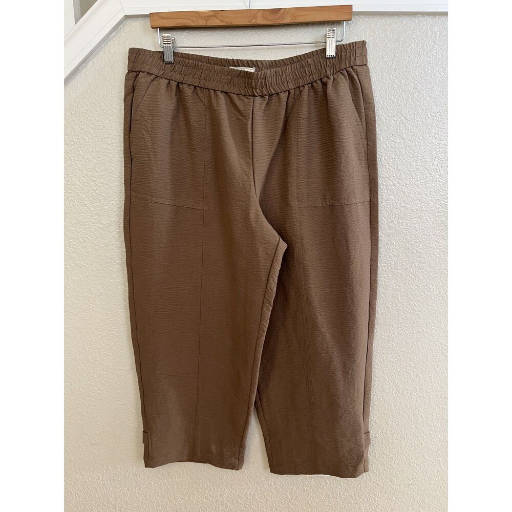 Jules & Leopold Wide‎ Leg Brown Cropped Pants Elastic Waist
